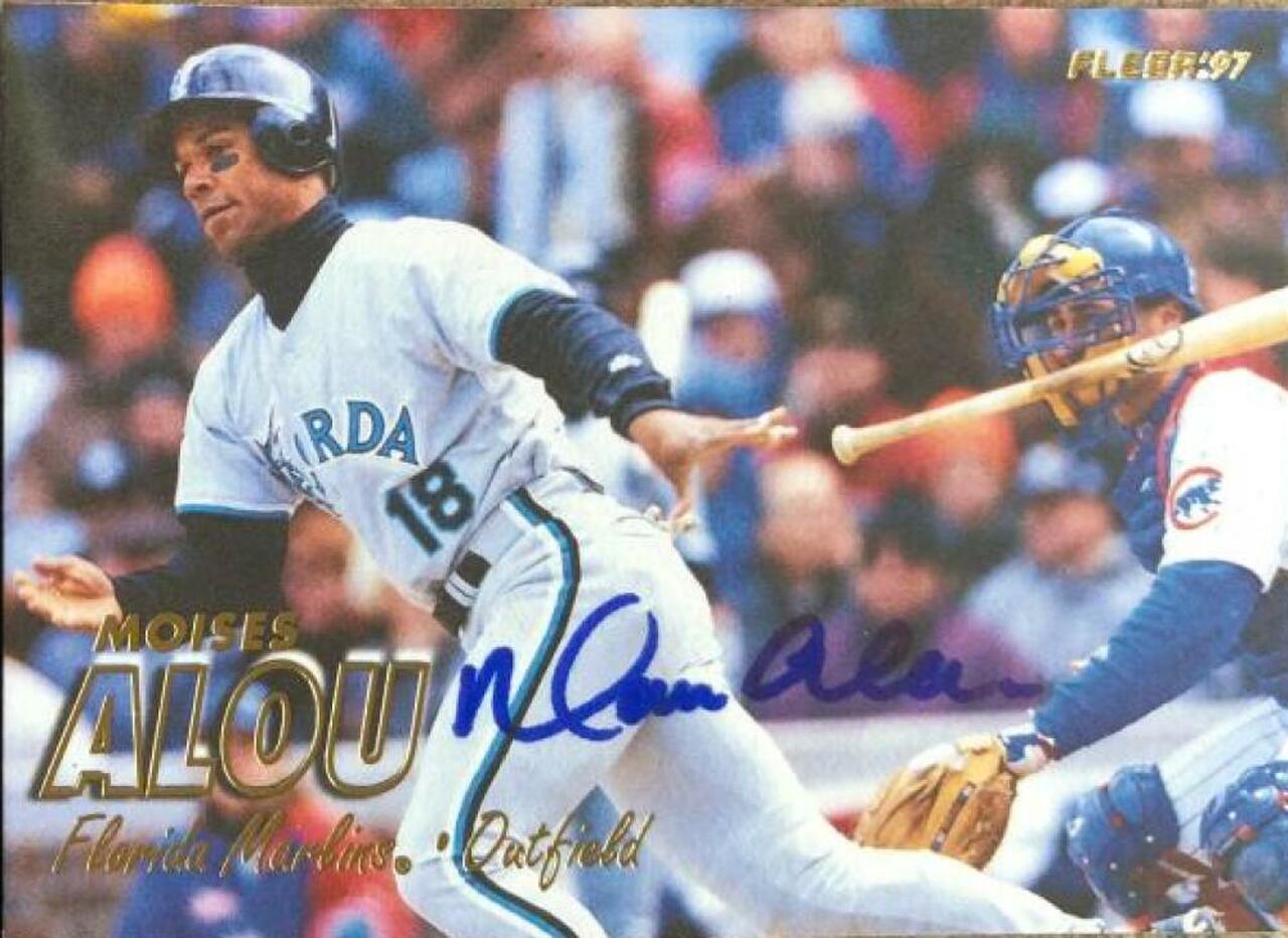 Moises Alou Signed 1997 Fleer Baseball Card - Florida Marlins - PastPros