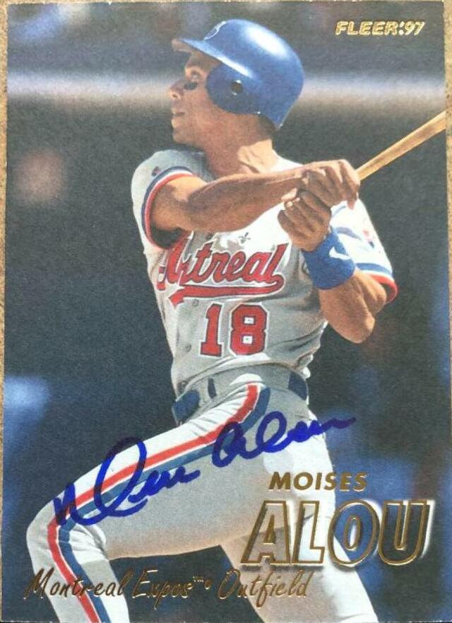 Moises Alou Signed 1997 Fleer Baseball Card - Montreal Expos - PastPros