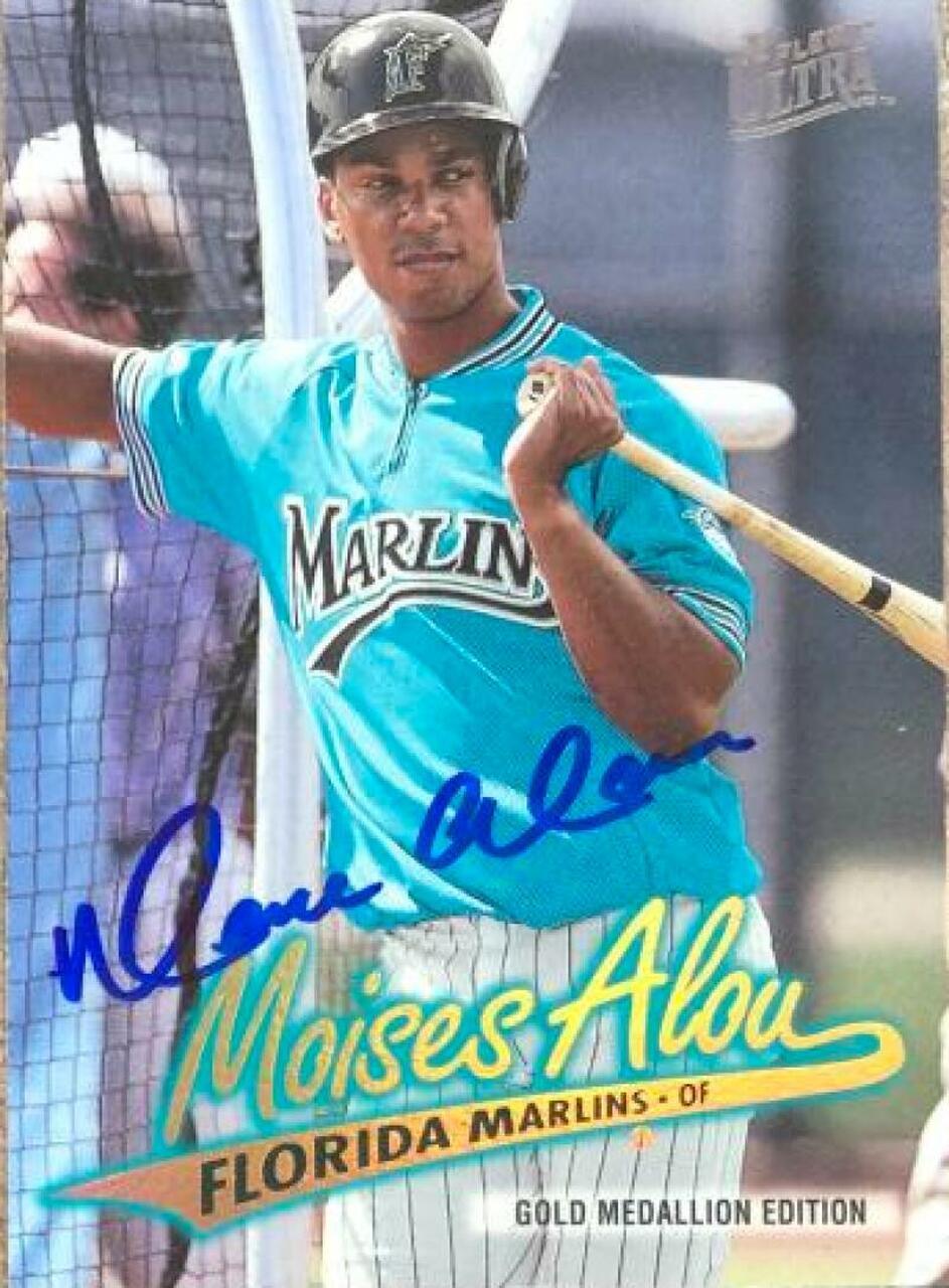 Moises Alou Signed 1997 Fleer Ultra Gold Medallion Baseball Card - Florida Marlins - PastPros