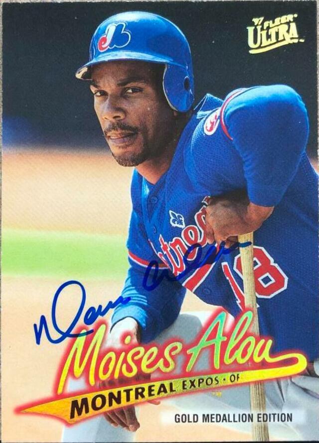 Moises Alou Signed 1997 Fleer Ultra Gold Medallion Baseball Card - Montreal Expos - PastPros