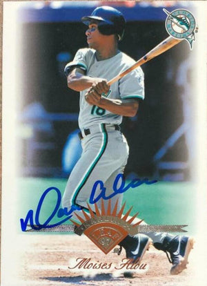 Moises Alou Signed 1997 Leaf Baseball Card - Florida Marlins - PastPros