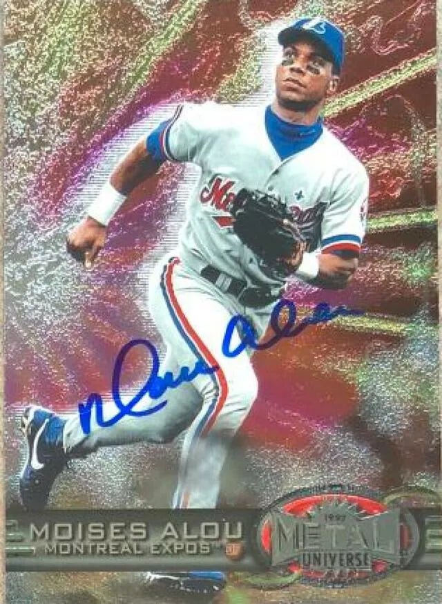 Moises Alou Signed 1997 Metal Universe Baseball Card - Montreal Expos