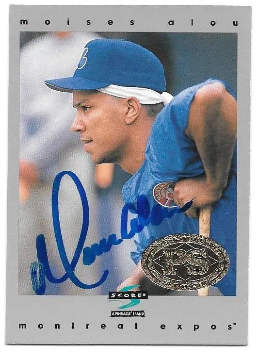 Moises Alou Signed 1997 Score Premium Stock Baseball Card - Montreal Expos