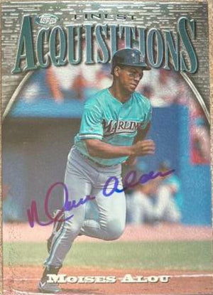 Moises Alou Signed 1997 Topps Finest Baseball Card - Florida Marlins - PastPros
