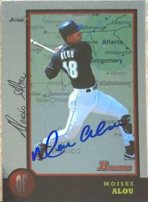 Moises Alou Signed 1998 Bowman International Baseball Card - Houston Astros