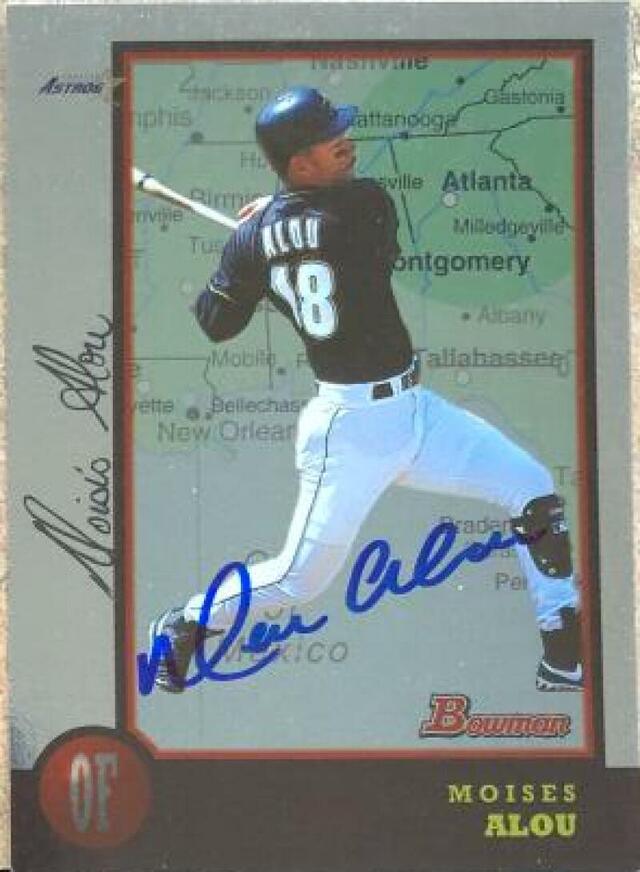 Moises Alou Signed 1998 Bowman International Baseball Card - Houston Astros - PastPros