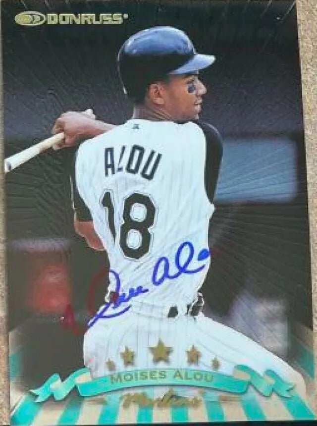 Moises Alou Signed 1998 Donruss Collections Baseball Card - Florida Marlins