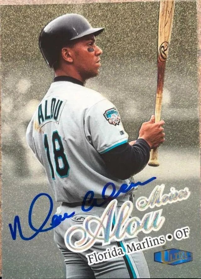 Moises Alou Signed 1998 Fleer Ultra Gold Medallion Baseball Card - Florida Marlins