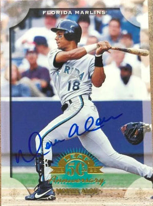 Moises Alou Signed 1998 Leaf Baseball Card - Florida Marlins