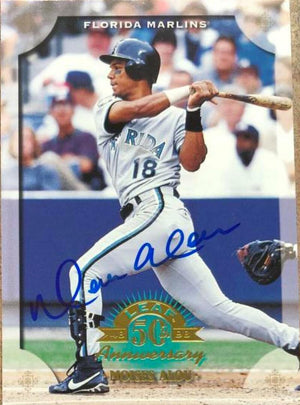 Moises Alou Signed 1998 Leaf Baseball Card - Florida Marlins - PastPros