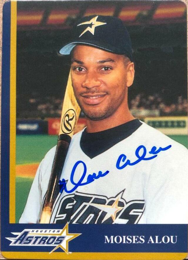 Moises Alou Signed 1998 Mother's Cookies Baseball Card - Houston Astros - PastPros