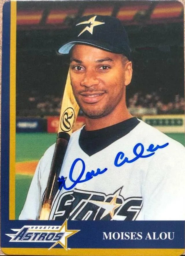 Moises Alou Signed 1998 Mother's Cookies Baseball Card - Houston Astros