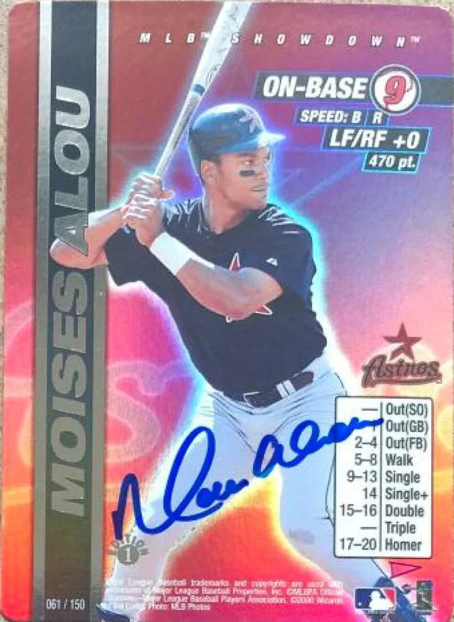 Moises Alou Signed 2000 MLB Showdown Pennant Run First Edition FOIL Baseball Card - Houston Astros