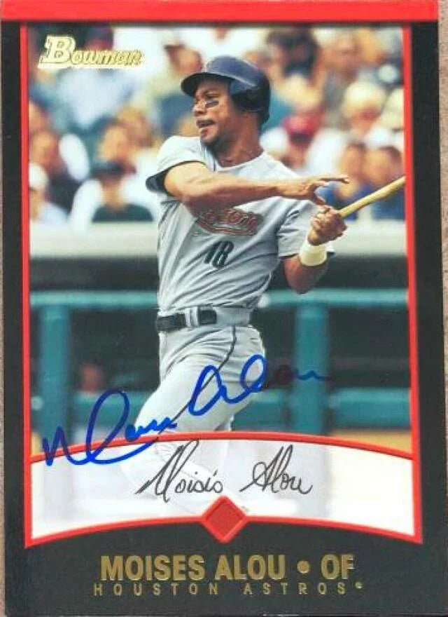 Moises Alou Signed 2001 Bowman Baseball Card - Houston Astros