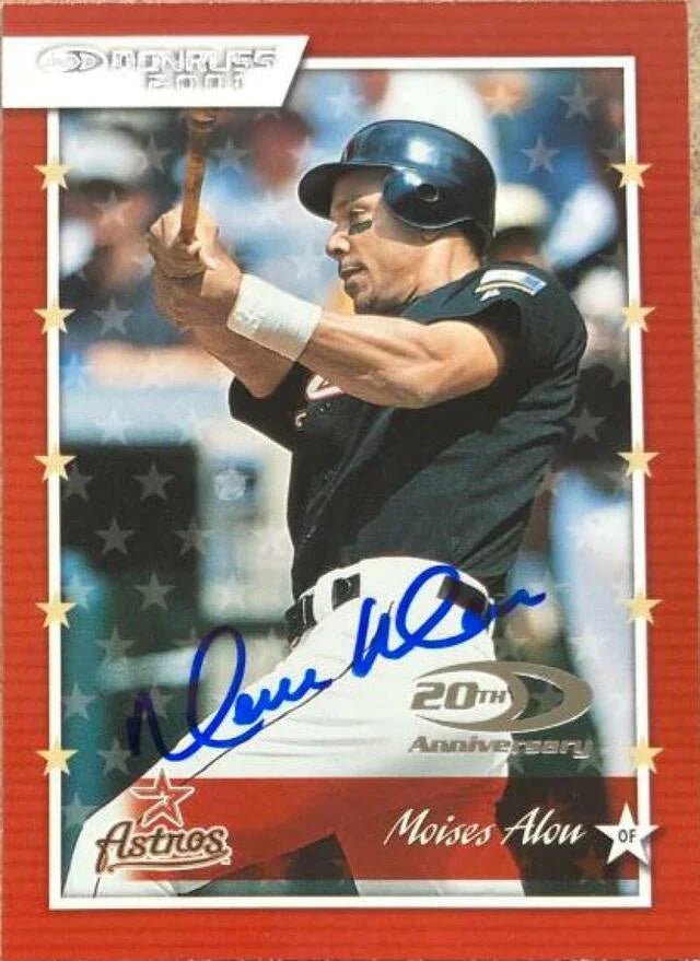 Moises Alou Signed 2001 Donruss Baseball Card - Houston Astros