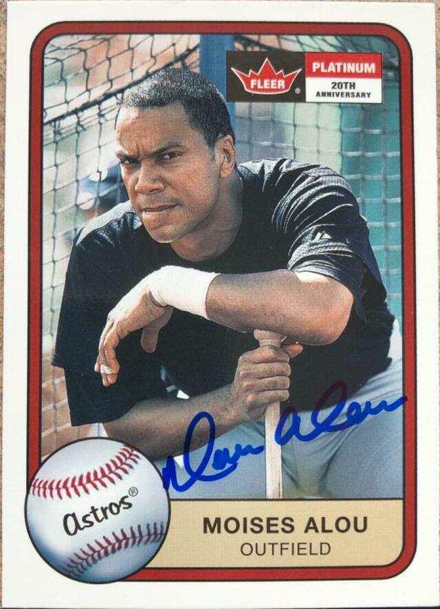 Moises Alou Signed 2001 Fleer Platinum Baseball Card - Houston Astros - PastPros