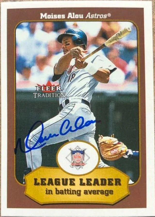 Moises Alou Signed 2001 Fleer Tradition Baseball Card - Houston Astros - League Leaders