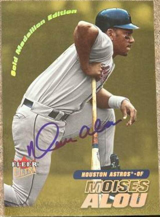 Moises Alou Signed 2001 Fleer Ultra Gold Medallion Baseball Card - Houston Astros - PastPros