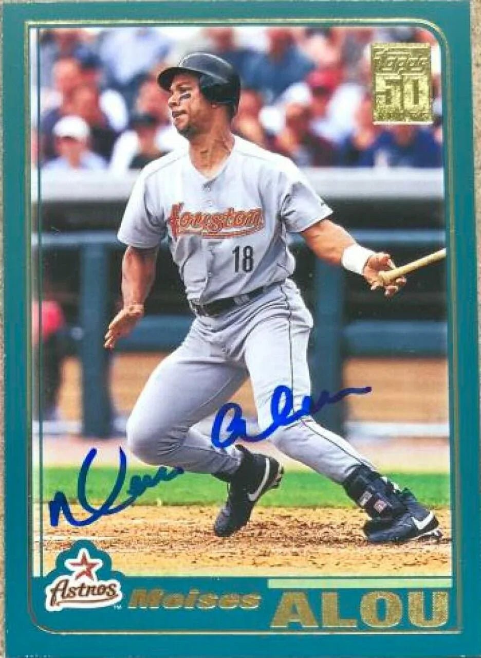 Moises Alou Signed 2001 Topps Baseball Card - Houston Astros