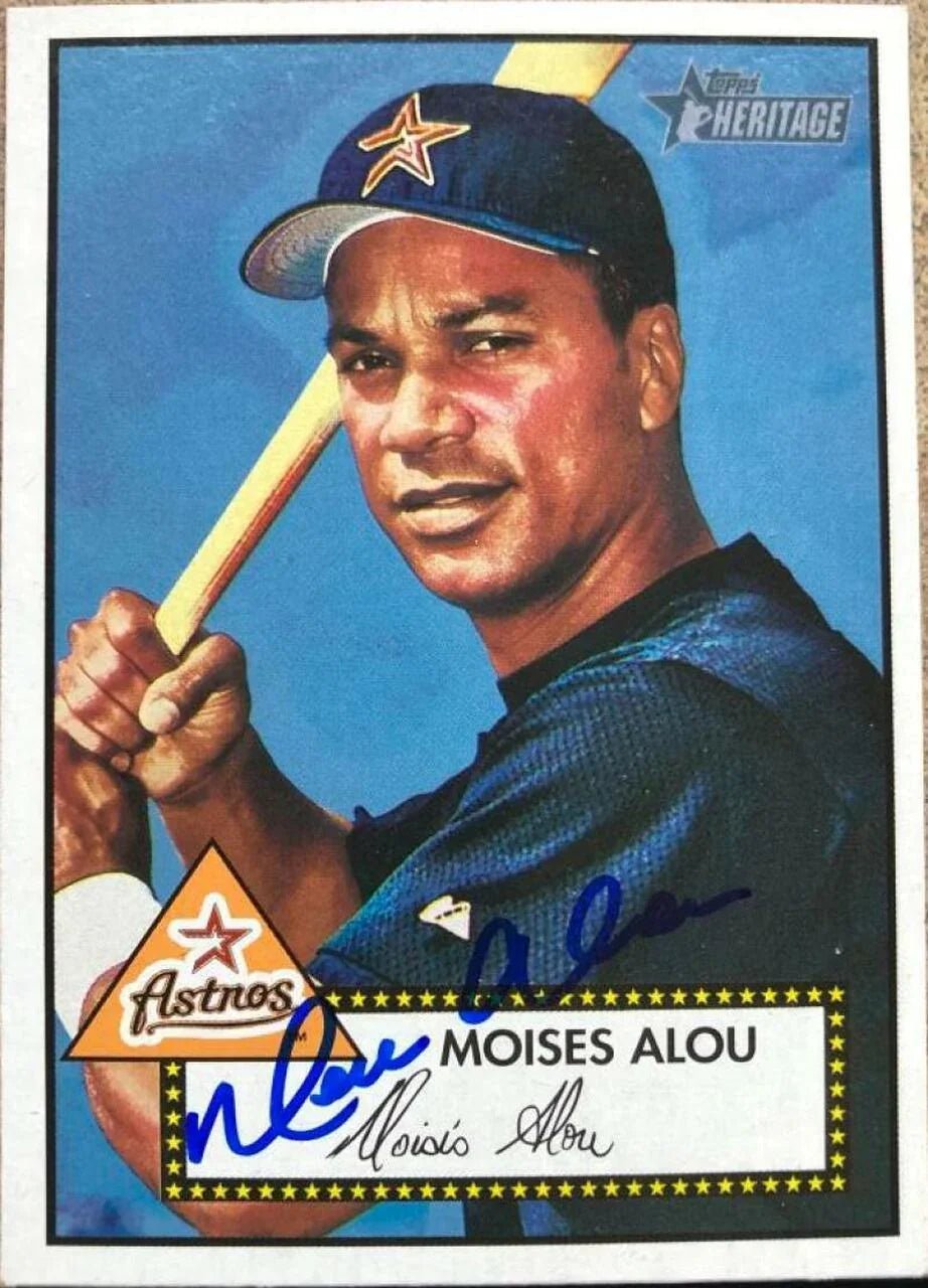 Moises Alou Signed 2001 Topps Heritage (Red Back) Baseball Card - Houston Astros