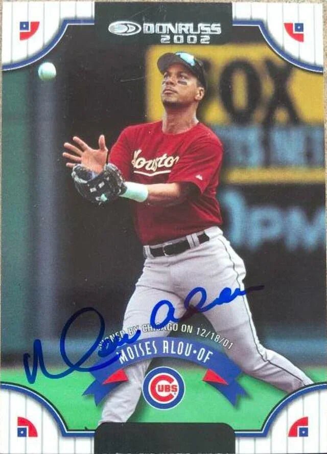 Moises Alou Signed 2002 Donruss Baseball Card - Chicago Cubs