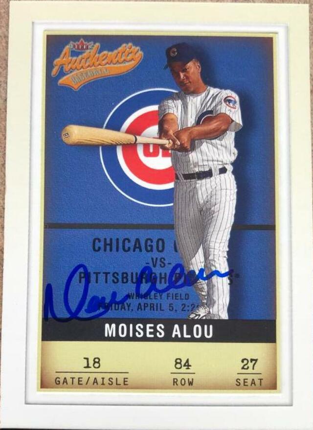 Moises Alou Signed 2002 Fleer Authentix Baseball Card - Chicago Cubs - PastPros