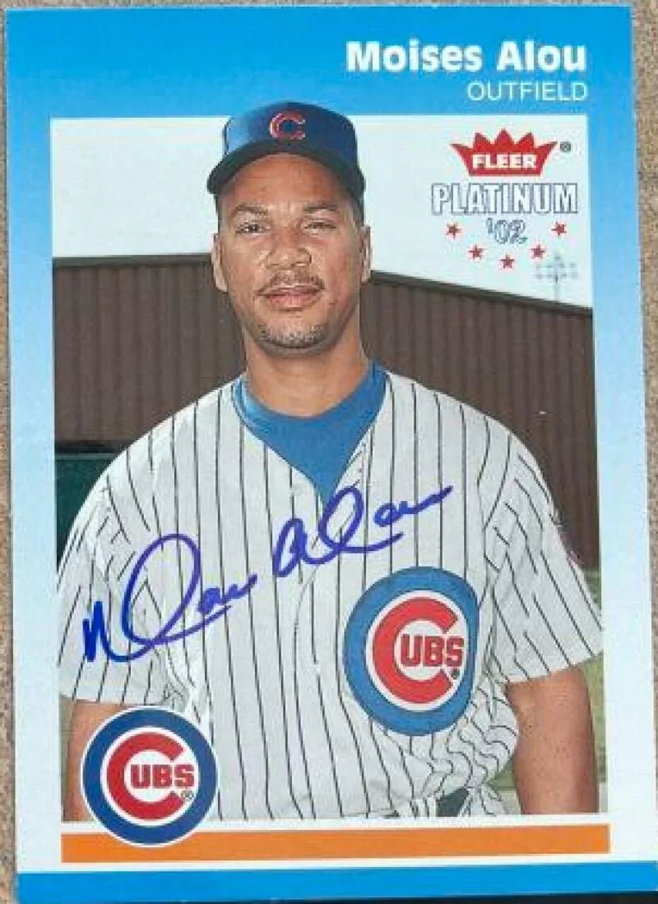 Moises Alou Signed 2002 Fleer Platinum Baseball Card - Chicago Cubs
