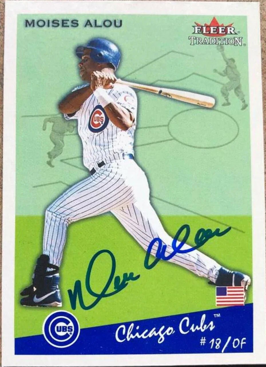 Moises Alou Signed 2002 Fleer Tradition Update Baseball Card - Chicago Cubs