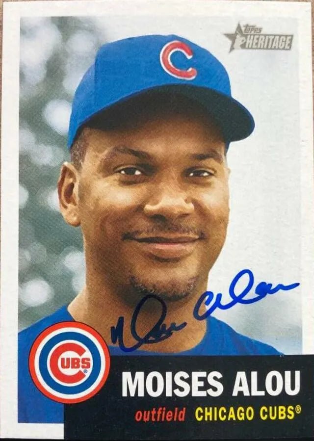 Moises Alou Signed 2002 Topps Heritage Baseball Card - Chicago Cubs