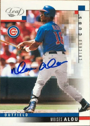 Moises Alou Signed 2003 Leaf Baseball Card - Chicago Cubs