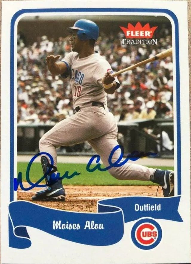 Moises Alou Signed 2004 Fleer Tradition Baseball Card - Chicago Cubs