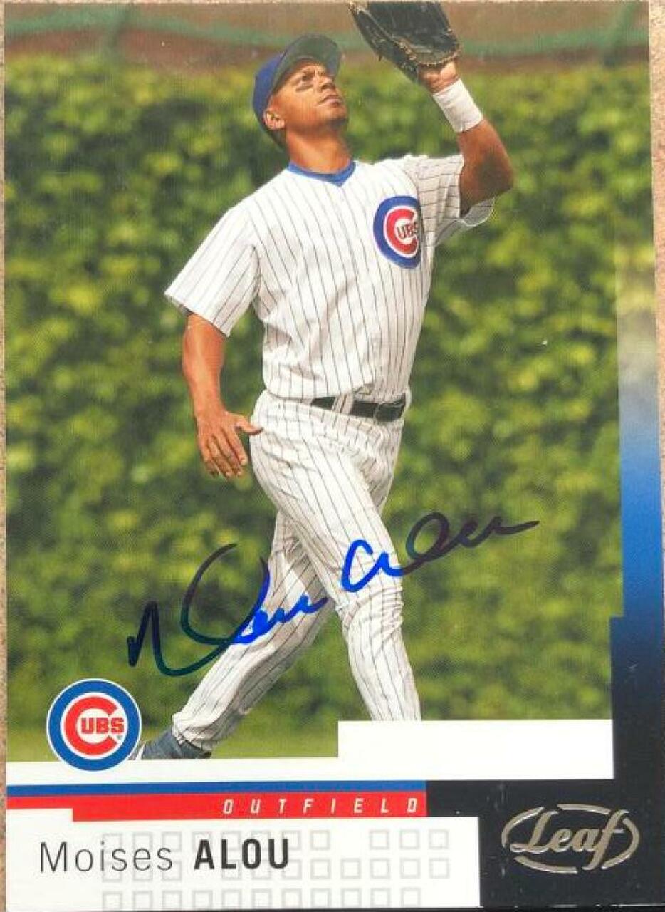 Moises Alou Signed 2004 Leaf Baseball Card - Chicago Cubs - PastPros