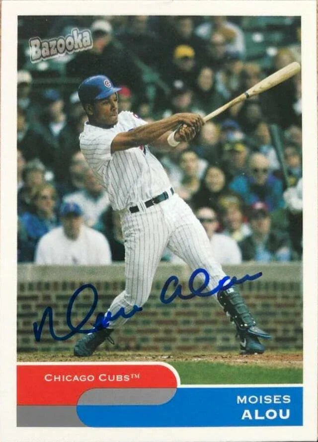 Moises Alou Signed 2004 Topps Bazooka Baseball Card - Chicago Cubs