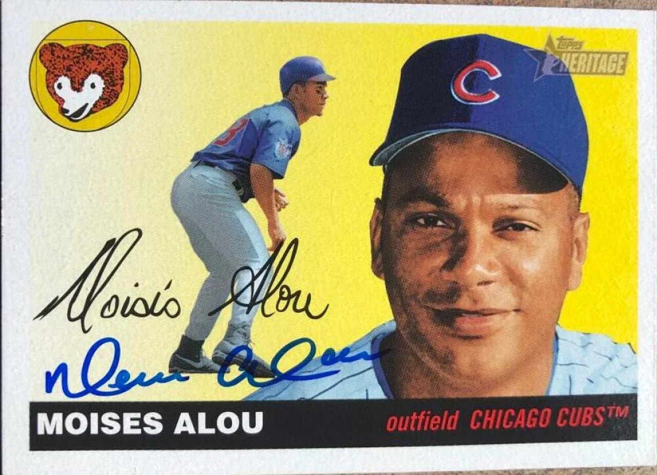 Moises Alou Signed 2004 Topps Heritage Baseball Card - Chicago Cubs (Old Cubs logo variant)