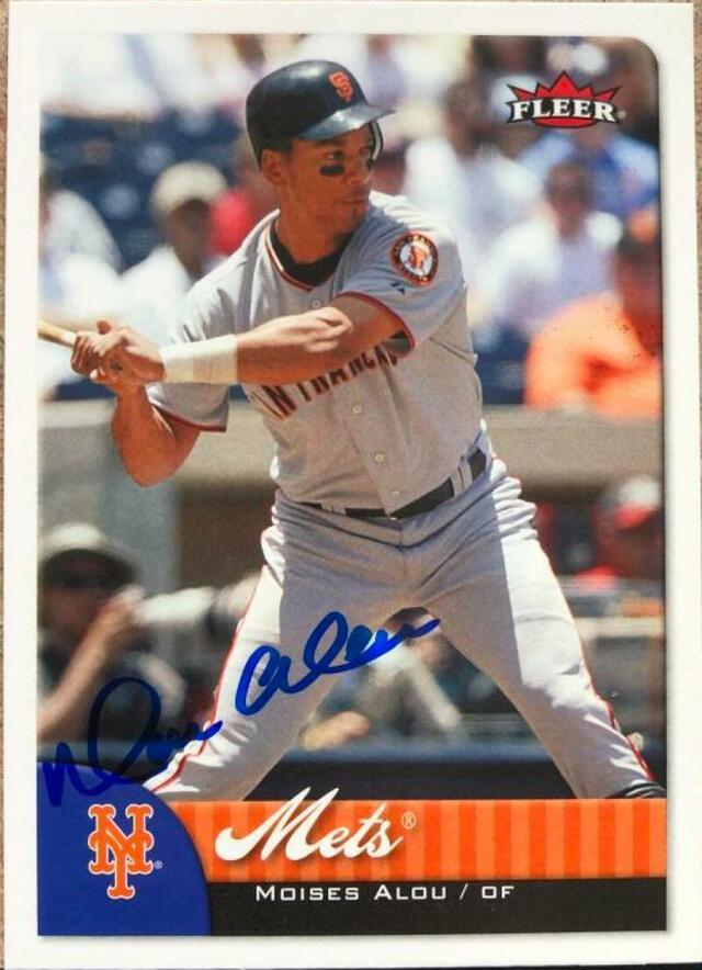 Moises Alou Signed 2007 Fleer Baseball Card - New York Mets - PastPros