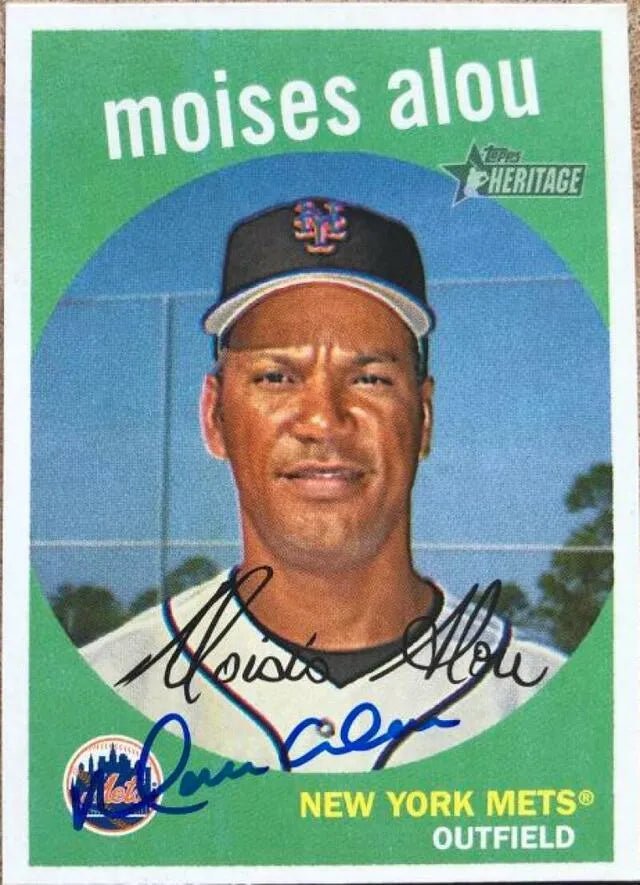 Moises Alou Signed 2008 Topps Heritage Baseball Card - New York Mets