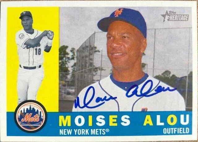 Moises Alou Signed 2009 Topps Heritage Baseball Card - New York Mets