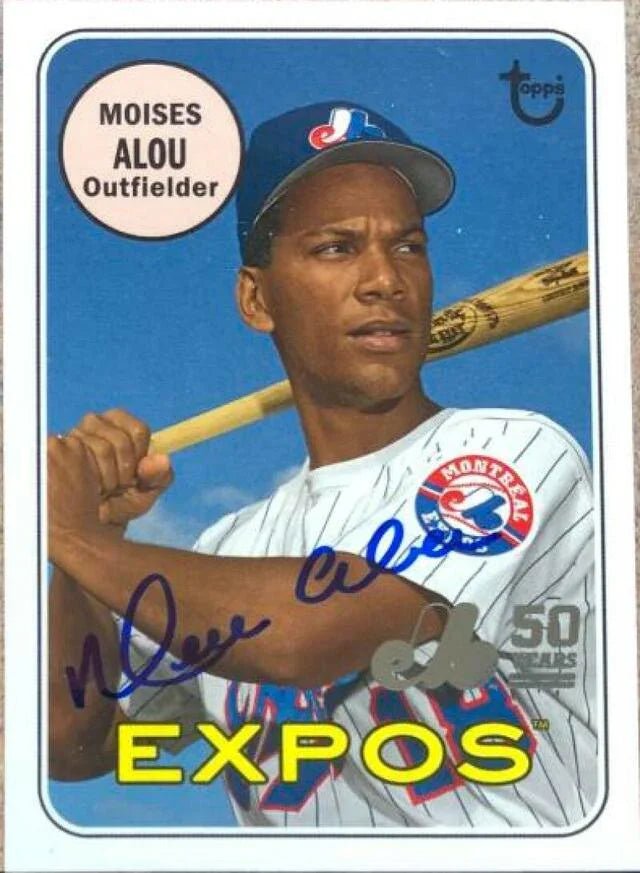Moises Alou Signed 2019 Topps Archives Expos 50th Anniversary Baseball Card - Montreal Expos