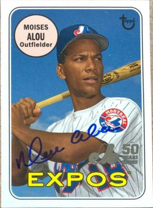 Moises Alou Signed 2019 Topps Archives Expos 50th Anniversary Baseball Card - Montreal Expos
