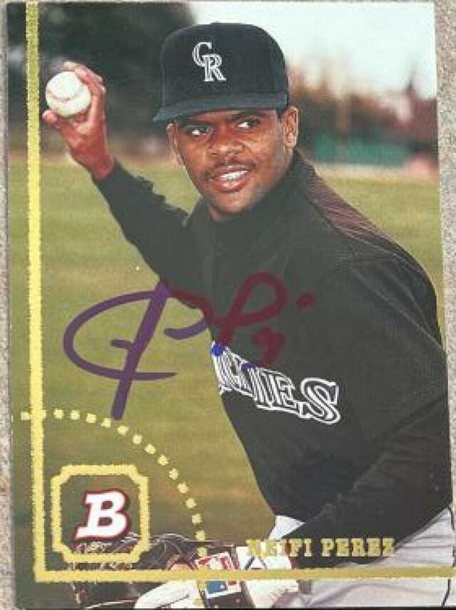 Neifi Perez Signed 1994 Bowman Baseball Card - Colorado Rockies - PastPros