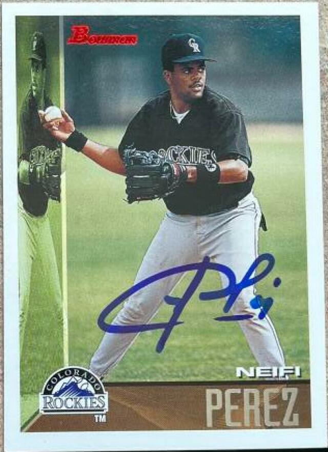 Neifi Perez Signed 1995 Bowman Baseball Card - Colorado Rockies - PastPros