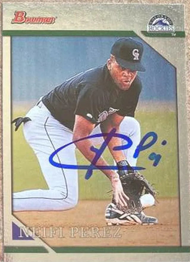 Neifi Perez Signed 1996 Bowman Foil Baseball Card - Colorado Rockies