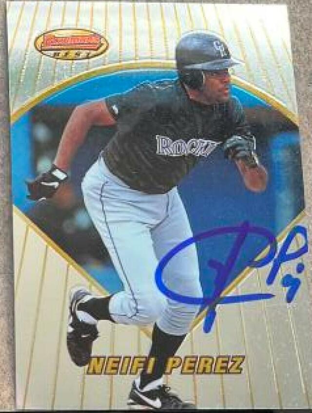 Neifi Perez Signed 1996 Bowman's Best Baseball Card - Colorado Rockies - PastPros