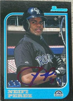 Neifi Perez Signed 1997 Bowman Baseball Card - Colorado Rockies