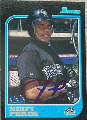 Neifi Perez Signed 1997 Bowman Baseball Card - Colorado Rockies - PastPros