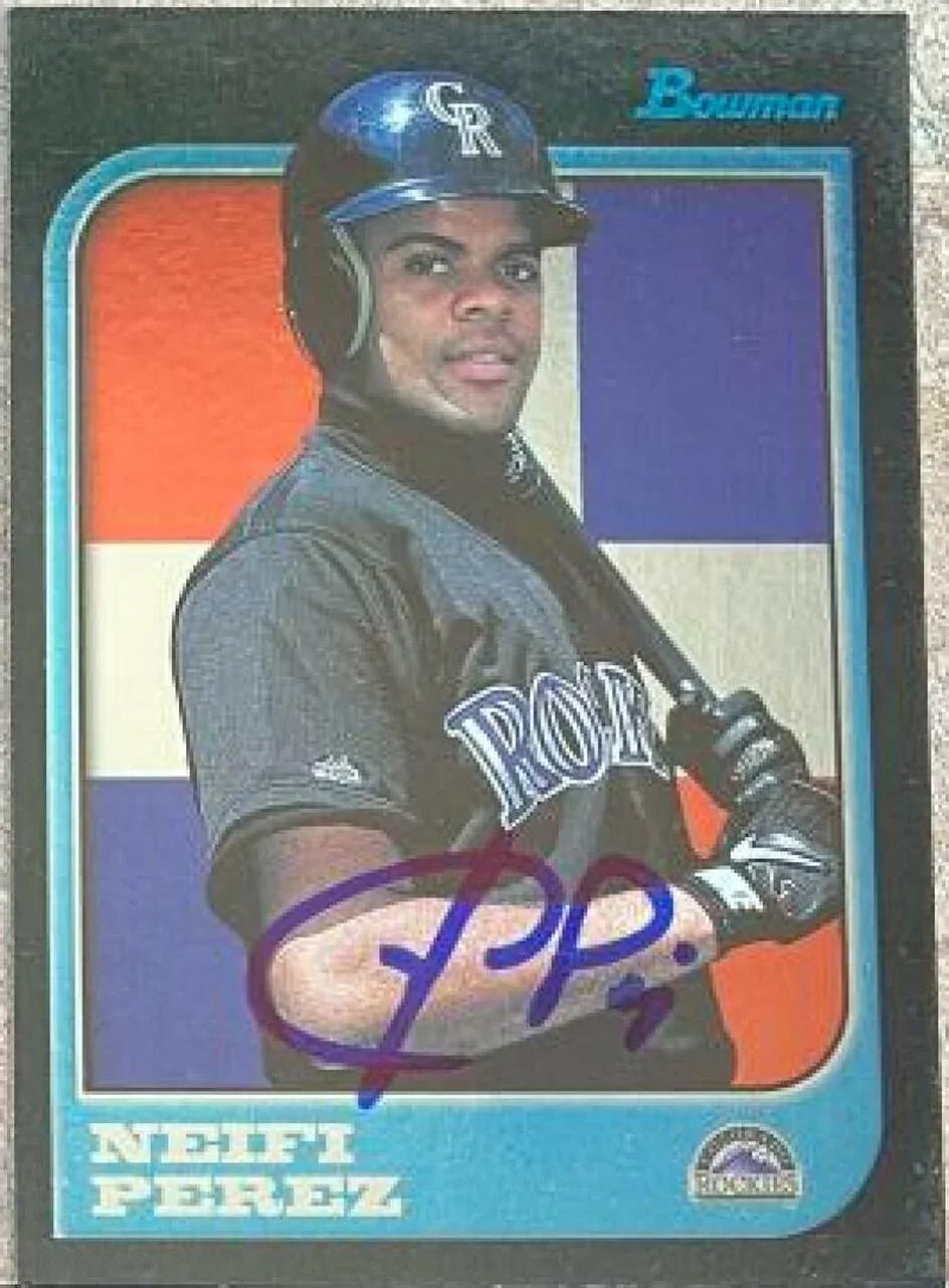 Neifi Perez Signed 1997 Bowman International Baseball Card - Colorado Rockies