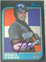 Neifi Perez Signed 1997 Bowman International Baseball Card - Colorado Rockies - PastPros
