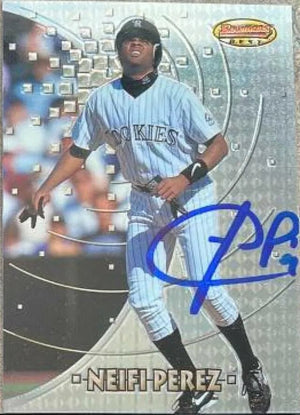 Neifi Perez Signed 1997 Bowman's Best Baseball Card - Colorado Rockies
