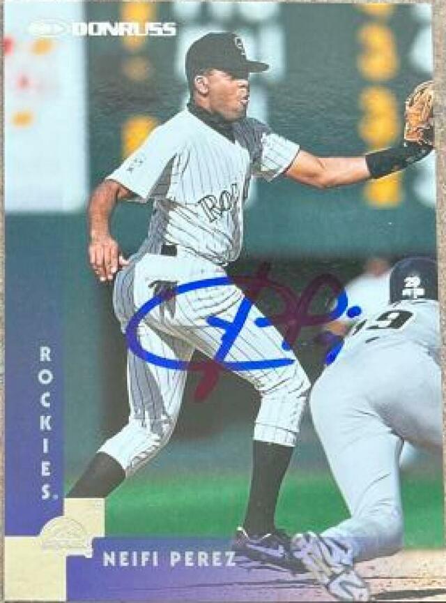 Neifi Perez Signed 1997 Donruss Baseball Card - Colorado Rockies - PastPros
