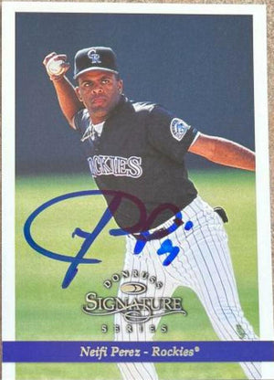 Neifi Perez Signed 1997 Donruss Signature Baseball Card - Colorado Rockies - PastPros